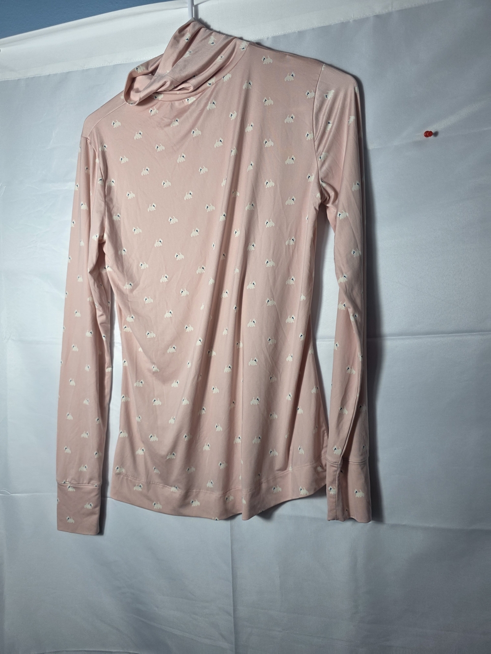Lands' End Dusty Pink Long-Sleeve Turtleneck with Tiny Dog Prints Small 4-6 Y2K